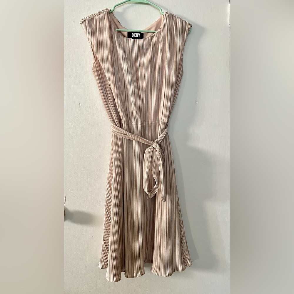 DKNY Women's Cap Sleeve Pleated Jersey Dress-size 12